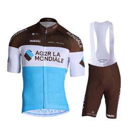 2019 AG2R LA MONDIALE Wielershirt Maillot Ciclismo Korte mouwen en wielrenbroek Fietskleding Band bicicletas O19121703232l