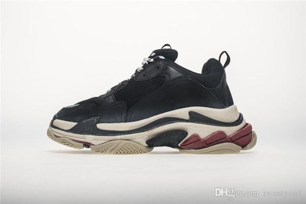 2019 Authentique Triple S Vitesse Entraîneur Chaussures De Basketball Hommes Femmes Baskets De Sport En Plein Air Mauvaises Vieilles Chaussures Rouge Avec Boîte D'origine EUR 36-45