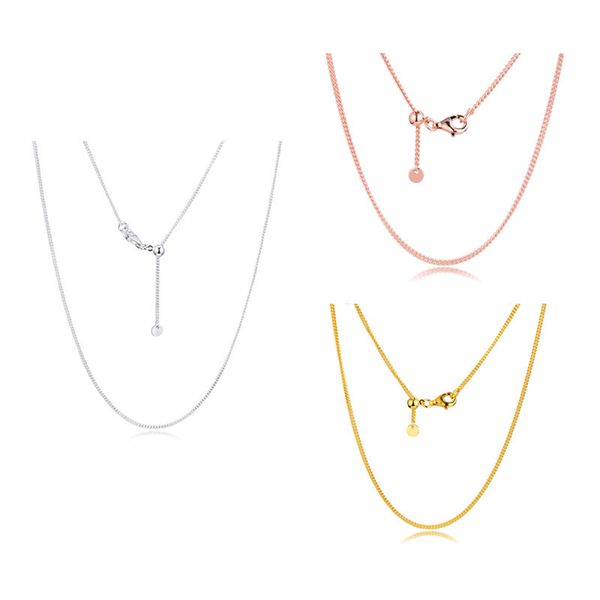 2019 Automne Gourmette Chaîne Colliers Fit Charme pendentif DIY 925 Bijoux En Argent Sterling Élégant Collier Pour Femme argent 925 Bijoux Q0531