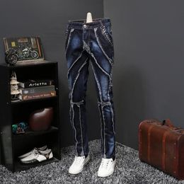 2019 Automne Jeans Personnalité Masculine Auto-culture Directement Canister Long Pantalon Marée Marque Designer Jeans Erkek Jean Pantolon CX2195E