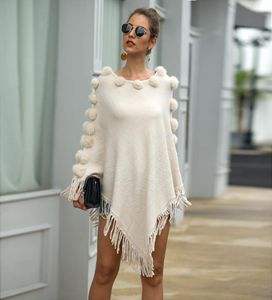 2019 Pull en tricot en automne Poncho Femmes Tassel Poncho Capes Femmes Hiver Long Pull Loue Dames Batwing Scharf Scarf Pullover9784521