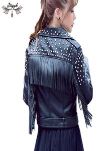 Veste en cuir automne 2019 Femmes à franges rivets punk Suede en cuir en cuir Suede Locomotive Motorcycle en manteau court LJ6053321875