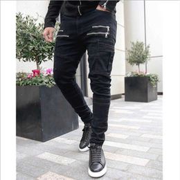 Herfst heren lading broek hiphop harem joggers broek mannelijke broek heren massief multi-pocket broek skinny fit sweatpants CX200729