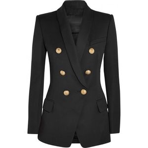 2019 Herfst Winter Zwart / Rood Lange Mouw Gekleed-revers Minimalistische Effen Knoppen Double-Breasted Blazers Mode Uitloper Jassen DN191811