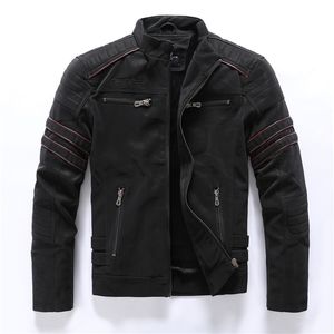 Lederen jas voor heren Casual Fashion Stand Collar Motorfietsjack Men Slim Pu Coats