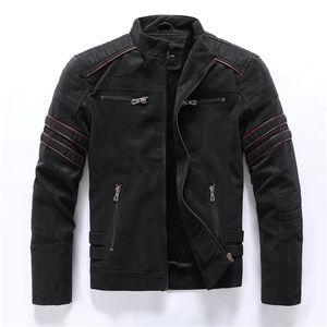 Veste en cuir pour hommes Mode décontractée Col montant Veste de moto Hommes Slim PU Manteaux