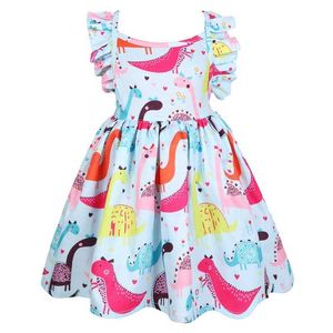 2019 baby meisjes dinosaurus jurk zomer kinderen prinses jurk dier patroon kerst kostuum voor kinderen holle backless jurken Q0716