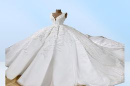 Robes de mariée en robe de bal 2019 avec jupon en V Neck Lace Appliques perles une ligne élégante robe de mariée country plus taille Bridal go5130310