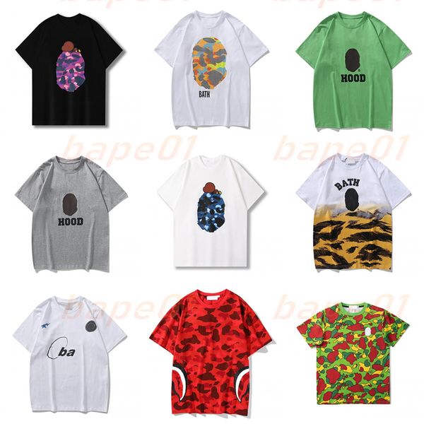 Mens Designer T-shirt motif camouflage T-shirt APE tête motif mode couples manches courtes imprimé requin coton t-shirts taille asiatique M-3XL