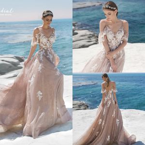 2019 strand trouwjurken een lijn spaghetti kant geappliceerd sexy backless vestido de novia plus sized trouwjurk elegante bruidsjurken