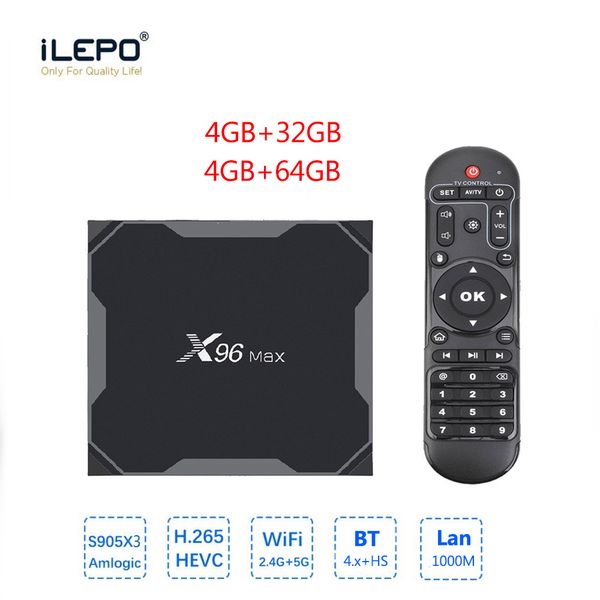 X96 MAX Mejor Nueva actualización Android 8.1 TV box potente Amlogic s905X3 4GB 64GB Dual WiFi 1000M Lan 4K Smart TV box