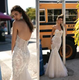 2019 Betra Lace Sirena Vestidos de novia Sweetheart Lace Apliques Sweep Train Boda Vestidos de novia robe de mariee201k