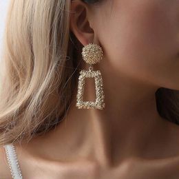 2019 grandes boucles d'oreilles Vintage pour femmes couleur or géométrique déclaration boucle d'oreille en métal boucle d'oreille suspendue mode bijoux tendance