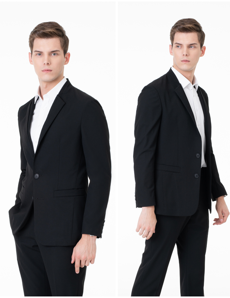 2019 Schwarze Hochzeits-Smokings mit zwei Knöpfen. Trauzeugen tragen Slim-Fit-Herrenanzüge. Hochzeits-Smokings, zweiteiliger Anzug (Jacke + Hose). Maßgeschneidert