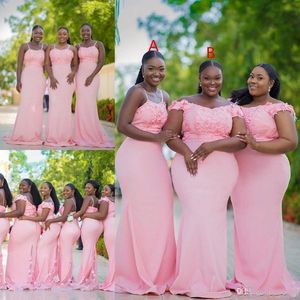 2019 blush roze bruidsmeisje jurken verschillende stijlen dezelfde kleur plus size formele jurken meid of honor jurken African zeemeermin avond g 208s