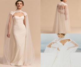 2019 Bohemia Tule Long High Neck Bruiloft Kaap Kant Jacket Bolero Wrap White Ivory Women Bridal Accessories Custom Made2384670