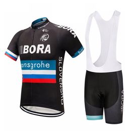 2019 Bora Wielertrui Maillot Ciclismo Korte Mouw en Fietsen Bib Shorts Fietsen Kits Band bicicletas O19121720266F