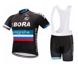 2019 Maillot de cyclisme Bora Maillot Ciclismo à manches courtes et cuissard à bretelles Kits de cyclisme sangle bicicletas O191217203904730
