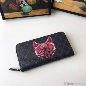 2019 Brand Long Wallet Leather Wolf Head Men's Clutch Bag Luxury Designer Card Bag Wallet Brand Zipper Wallet 451273 280D