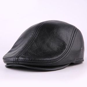 Sombrero de béisbol de cuero genuino real para hombres de diseñador Gorra de boina Newsboy Sombreros de invierno cálidos Gorros de piel de vaca