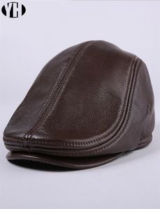 2019 tout nouveau Men039s véritable chapeau en cuir véritable casquette de baseball marque gavroche béret chapeau hiver casquettes chaudes chapeaux casquette en peau de vache T2001047688493