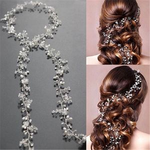 2019 mariée mariage cristal mariée cheveux accessoires perle fleur bandeau à la main bandeau perles décoration cheveux peigne pour les femmes