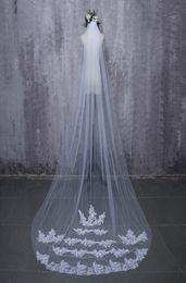 2019 voiles de mariée blanc Applique Tulle 3 mètres veu de noiva long mariage accessoires de mariée dentelle veil8833747