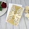 2020 Nouveau design Invitations de mariage floral imprimables avec ruban, 20 + Couleur personnalisée Sweet Seize Invitation, Laser Cut Quinceanera Invitation