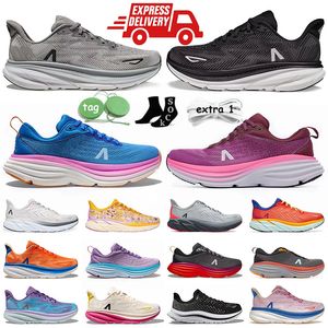 Top Clifton 9 bondi 8 chaussures de course pour hommes et femmes triple Black White eggnog Cyclamen vibrant Pink Grey passion fruit 【code ：L】