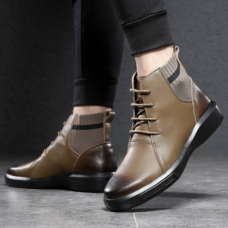 2019 Casual Shoes Men Leather Shoes Men Ankle Boots Men's Leather Boots Men Comfortable Non-slip Male Boots Chaussure Homme