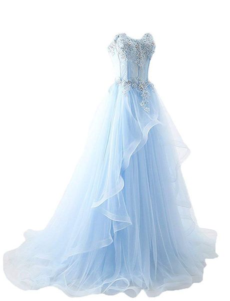 2019 charmante appliques chérie longues robes de bal perlées appliques princesse formelle soirée robe de soirée demoiselle d'honneur porter robe de soirée QC1381