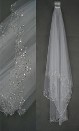 2019 Charmante Veu de Noiva Whiteivory Bridal Veil Two Lays Soft Tule Wedding Accessoires Wedding Veils met Crystal MV39712862