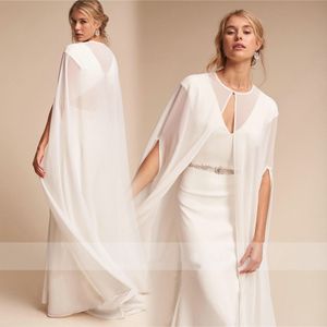 2019 goedkope bruidsjacks op maat gemaakte lange chiffon bruiloft cape sjaals vrouwen vloer lengte wraps voor formele jurken