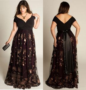 2019 goedkope plus size prom -jurken mouwen mouwen aline van de schouder formele jurk pailletten toegewijde vloerende vloer speciale gelegenheid goW1918322