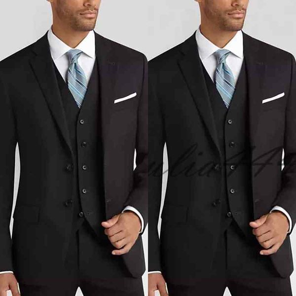 2019 esmoquin de tres piezas barato traje de boda para hombre traje negro estilo para hombre traje hecho a medida envío gratis (chaqueta + Pantalones + chaleco + corbata)