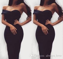 2019 Chic Sheath Little Black Cocktail Dress Simple Tea Lengte Sweetheart Formele vakantieclub Homecoming Party Dress Plus Size CUS2035340