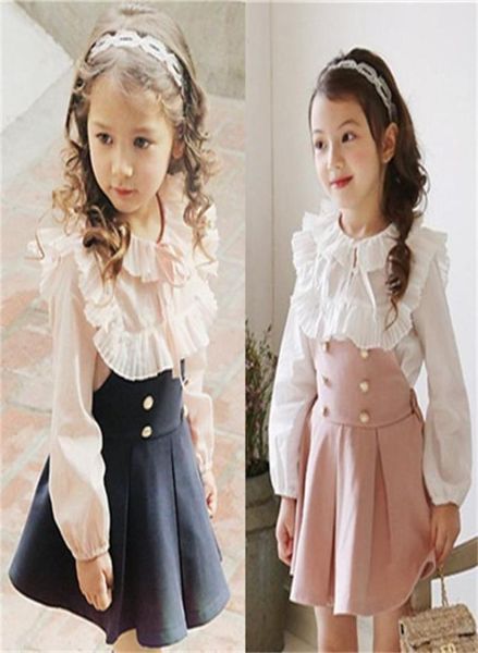 2019 enfant vêtements filles robe dentelle t-shirt 2 pièces ensemble princesse bébé enfants automne nouveauté coréenne Blouse robe ensembles75521736079927