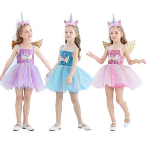 Kinderen jurken lovertjes applique jarretel rokken zomer meisje kleur mesh tutu rok kleurrijke polaroid prinses korte jurk M081