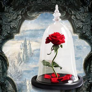 2019 Cadeau de Noël Beauté Bête Rose Verre Dôme Saint Valentin Cadeau Cadeau Artificial Flower Décoration