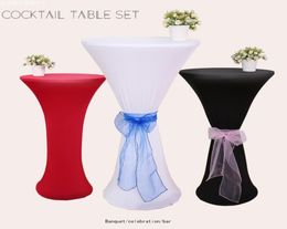 2019 couleur élastique nappe sur mesure bar décorations cocktail tissu restaurant table pas cher fête de mariage décoration6177559