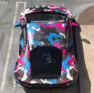 2019 kleurrijke blauw roze zwart camo vinyl wrap voor voertuigauto wrap grafische camo bedekstickers folie met luchtbel 152x8930286