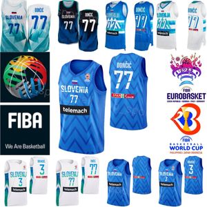 Impreso 2023 Copa del mundo Eslovenia Camiseta de baloncesto Luka Doncic 77 32 BINE PREPELIC 30 ZORAN DRAGIC 10 Mike TOBEY 6 Aleksej NIKOLIC 7 Klemen PREPELIC Equipo nacional