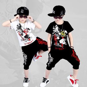 2019 Kostuum voor kinderkleding Sets Summer Boys Hip Hop Clothing Sets Performance Dance Outfits Pakken Kinderkleding Set 2 -stukje