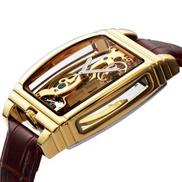 2019 Creative Dial Automatic Mechanical Watchs Men Steampunk Skeleton Self Winding Leather Mens Clock Watch 260L