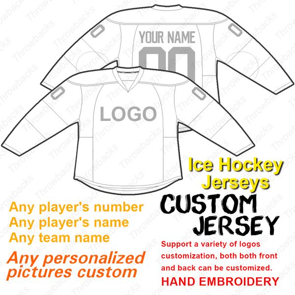 Jerseys de hockey sobre hielo personalizados logotipos bordados, nombres y números personalizados, tela de alta calidad, producción de múltiples colores