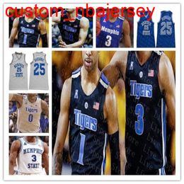 2019 Custom Memphi Tigers College Basketball 5 Boogie Ellis 32 James Wiseman Jeffries Achiuwa Hardaway NCAA gestikte truien