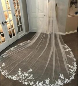 2019 conçu voiles de mariage 3M long voile dentelle appliqué cathédrale longueur appliqué voile de mariée voiles de mariée cheveux de mariée avec peignes9210200