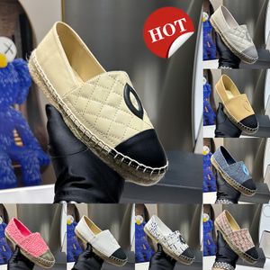 Nieuwe designer schoenen Classic Espadrillers Loafers Fisherman Dress Shoe Wit Zwart gewatteerde Kaki Leather Pink Tweed Luxe Summer Flat Sandals Dames slippers