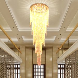 2019 DHL Nieuwe Design Lange Moderne Kristallen Kroonluchter LED Licht 5 Lagen Luxe Hotel Lobby Kroonluchters