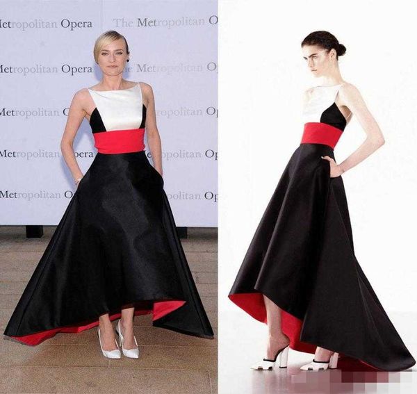 2019 Diane Kruger magnifique haut bas robe de tapis rouge robes de soirée de célébrité dos nu robe de bal tache noire épissé sur mesure Made7542107